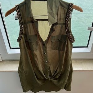 Zara army green blouse